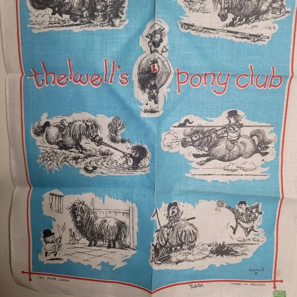 Thewell's Pony Club Ulster Linen Tea Dish Towel Appx 20.5 x 31 Inches